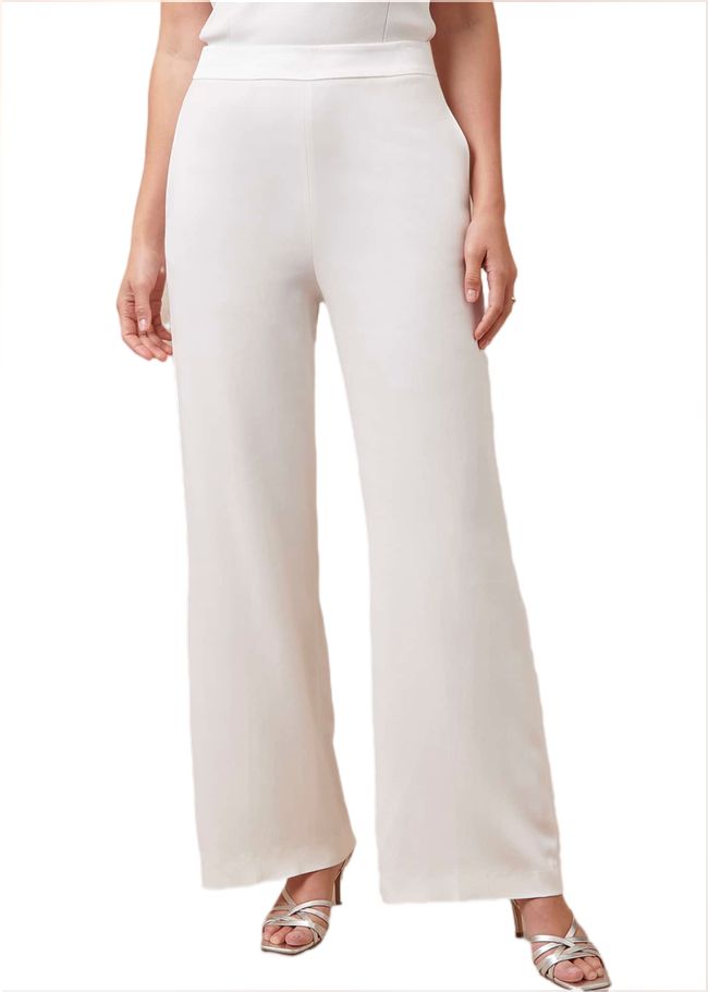  Beatriz Satin Wide Leg Bridal Trousers Ivory 101566106