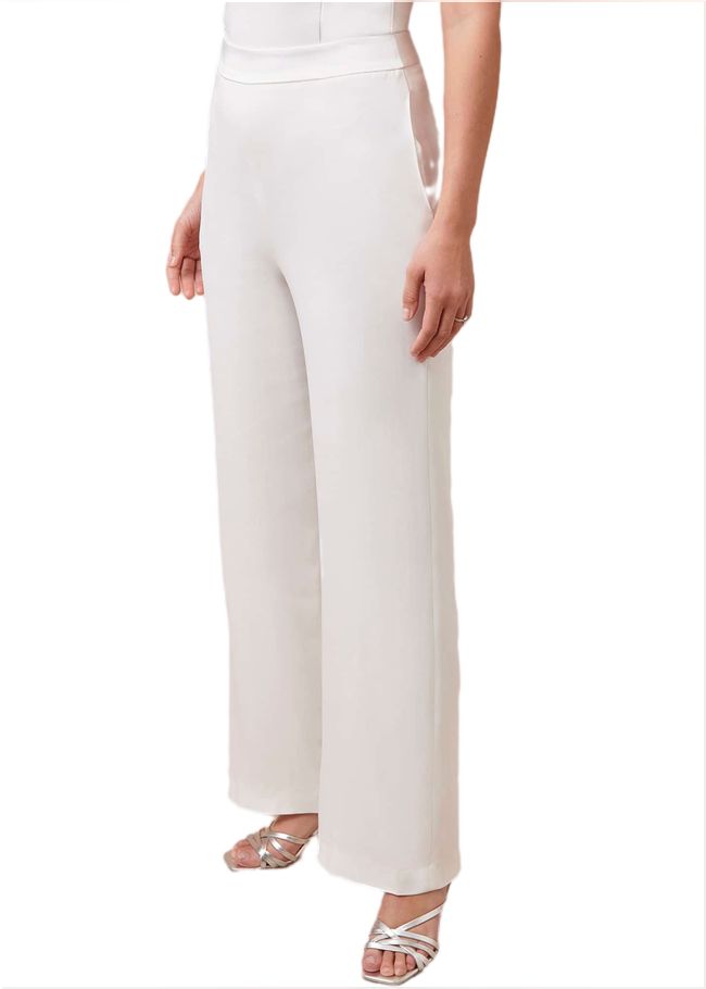  Beatriz Satin Wide Leg Bridal Trousers Ivory 101566106