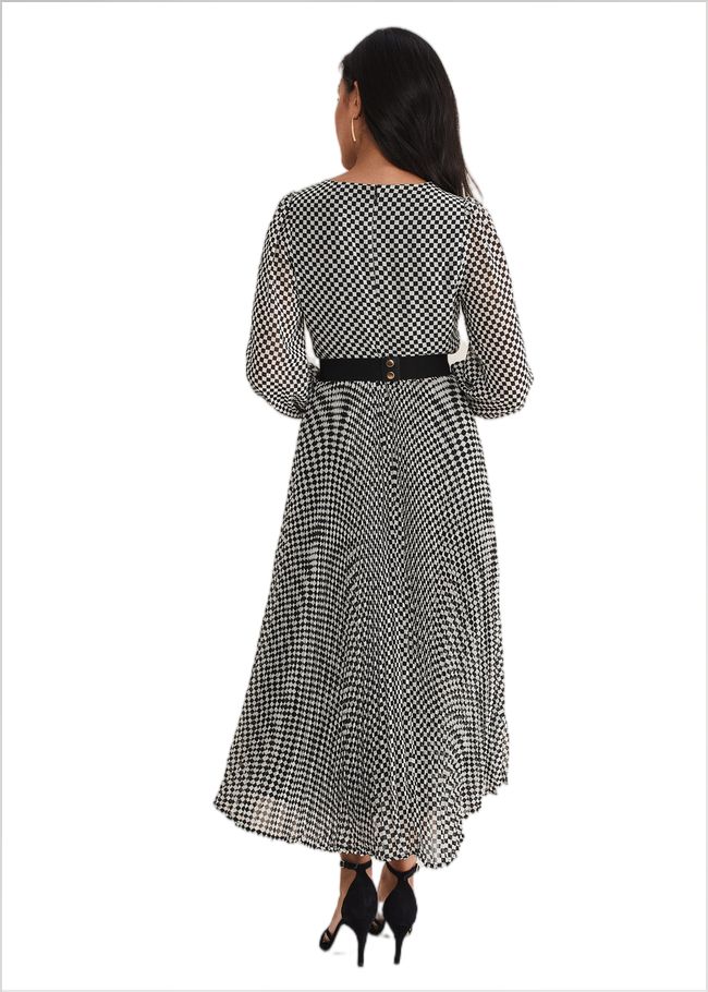  Petite Carmen Checked Midaxi Dress Black/White 200006725