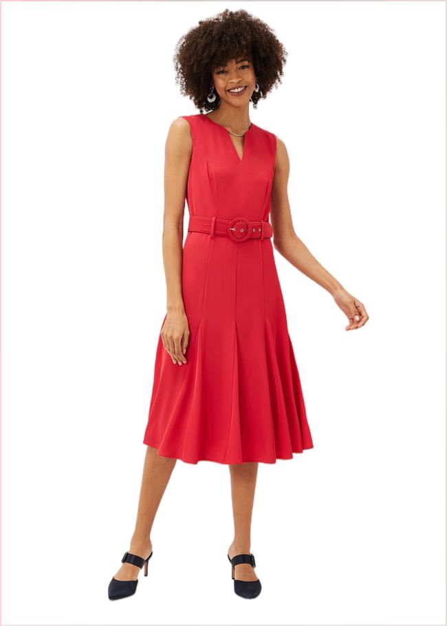  Jayne Belted Panelled Dress Coral 200160666