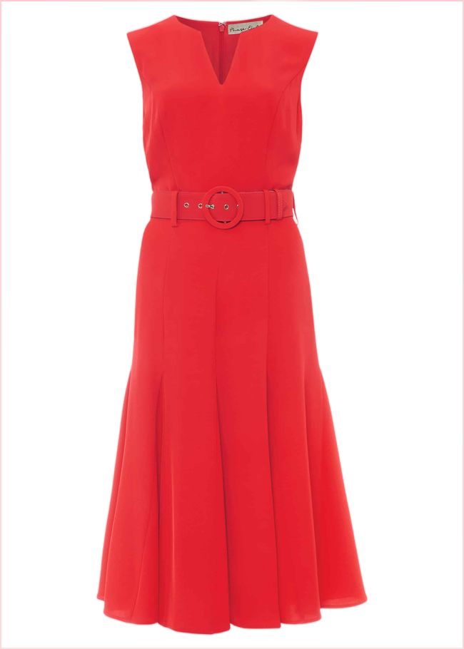  Jayne Belted Panelled Dress Coral 200160666