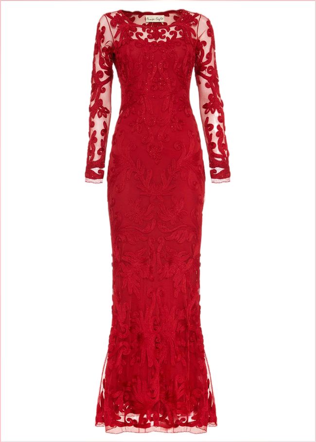  Aubree Tapework Lace Maxi Dress Scarlet 204823731