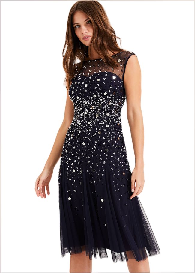  Lena Sequinned Dress Navy/Silver 204963032