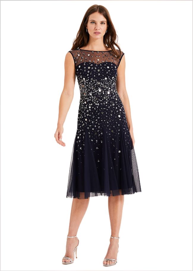  Lena Sequinned Dress Navy/Silver 204963032