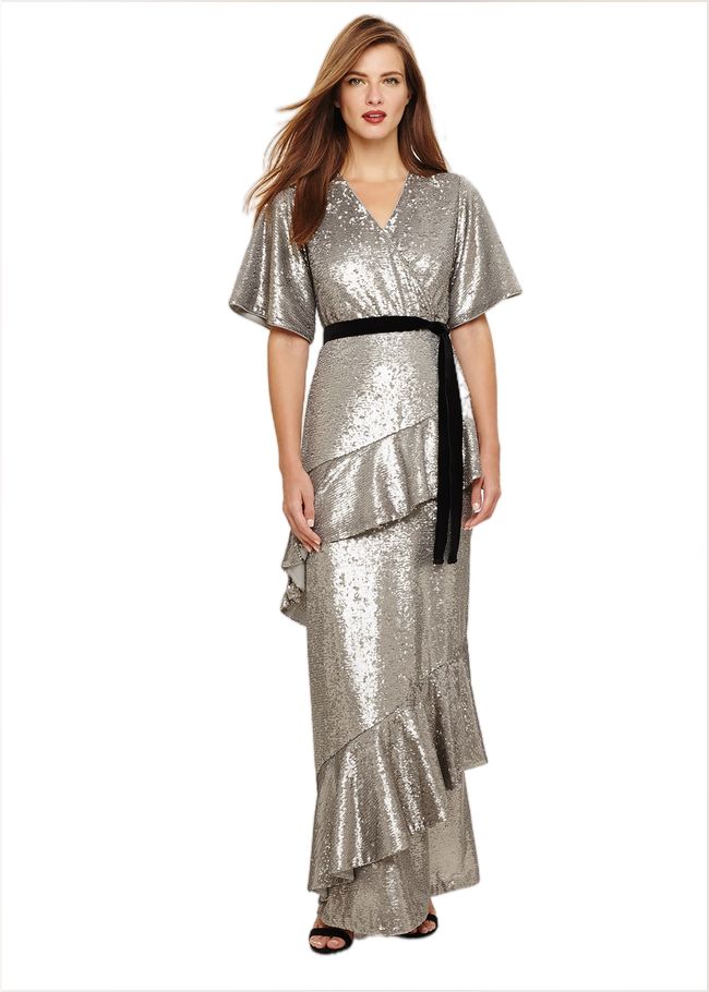  Starlette Sequined Maxi Dress Silver 205058065