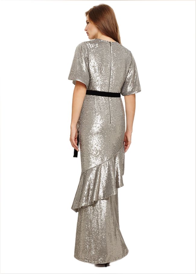  Starlette Sequined Maxi Dress Silver 205058065