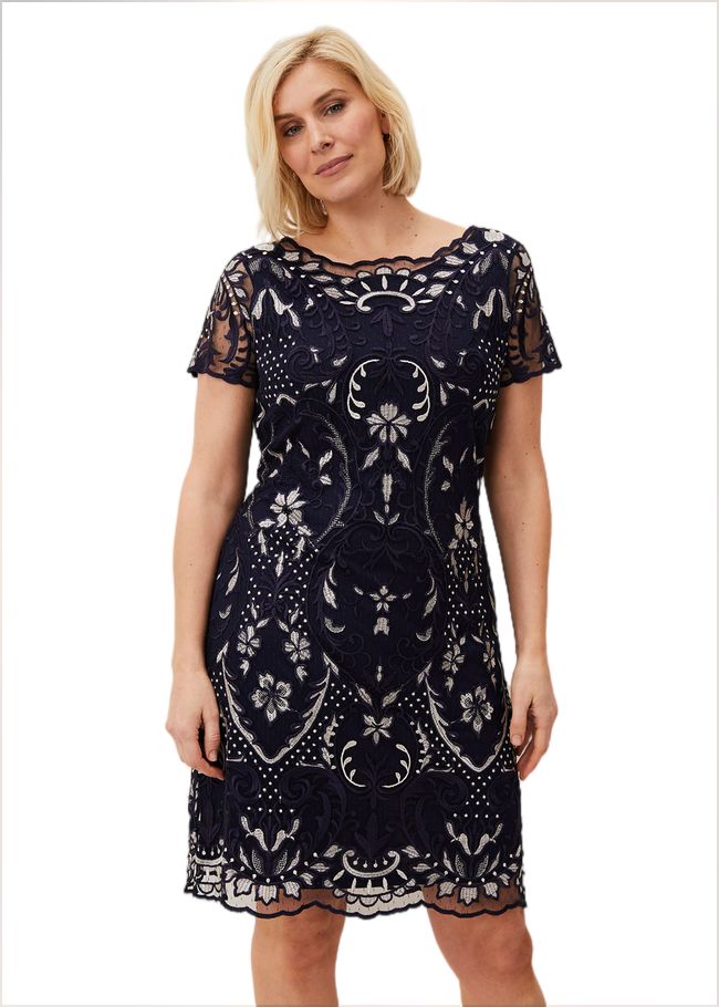  Lizzy Embroidered Dress Navy/Ivory 205128287