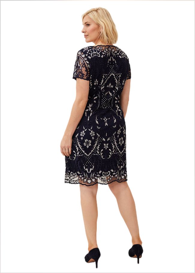  Lizzy Embroidered Dress Navy/Ivory 205128287