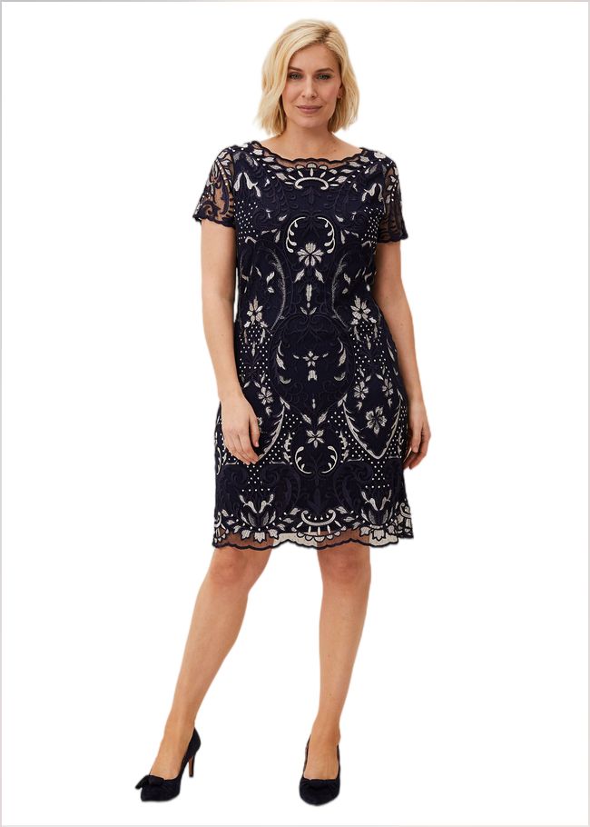  Lizzy Embroidered Dress Navy/Ivory 205128287