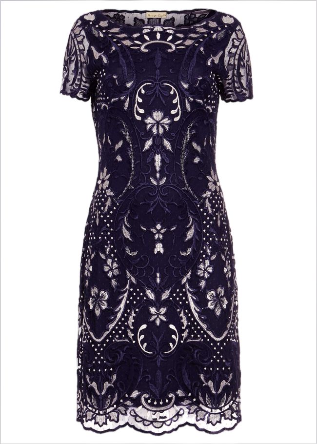  Lizzy Embroidered Dress Navy/Ivory 205128287