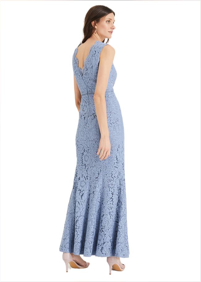  Paola Lace Fishtail Dress Powder Blue 205327198