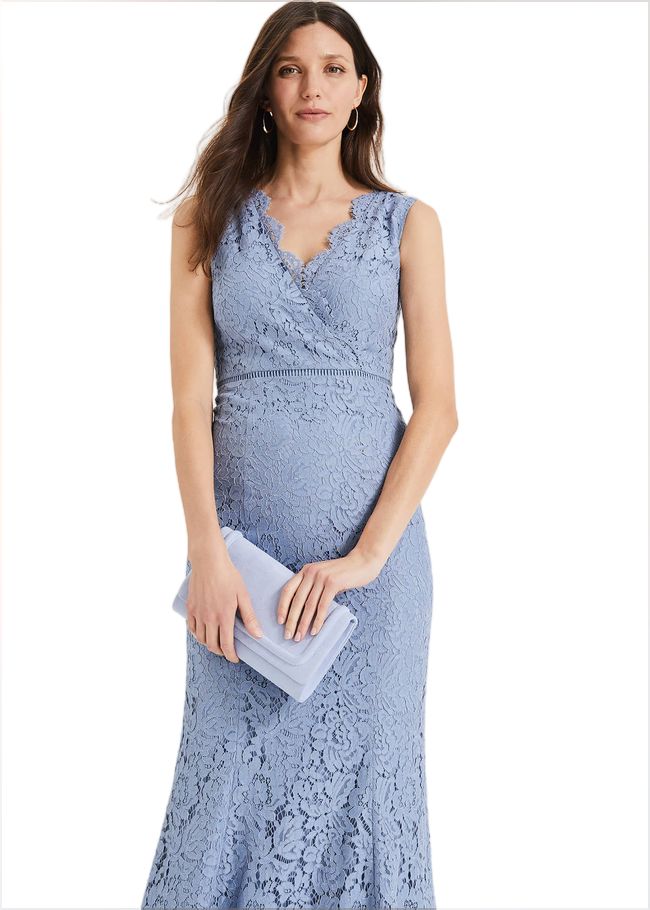  Paola Lace Fishtail Dress Powder Blue 205327198