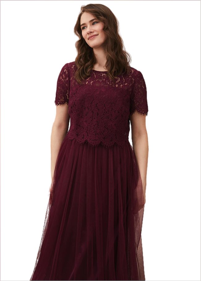  Kiera Lace Tulle Maxi Dress Berry 208727720