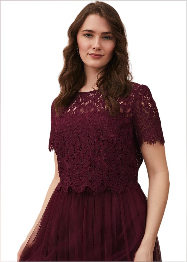  Kiera Lace Tulle Maxi Dress Berry 208727720