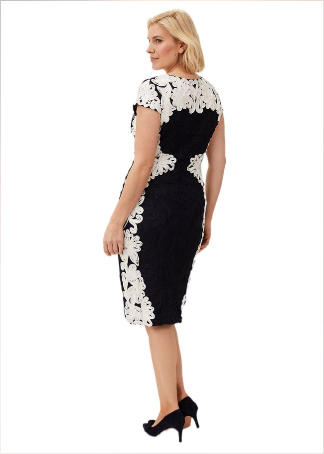  Nori Tapework Lace Fitted Dress Navy/Ivory 208730287