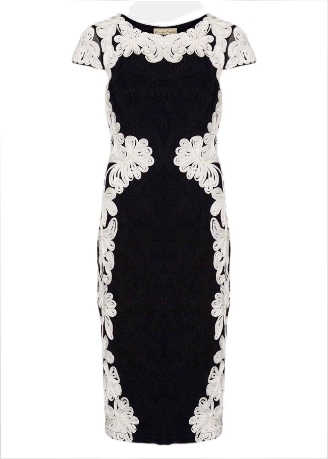  Nori Tapework Lace Fitted Dress Navy/Ivory 208730287