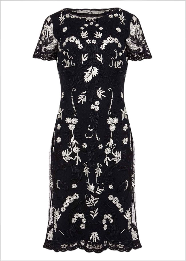  Floris Embroidered Shift Dress Navy/Ivory 208771287