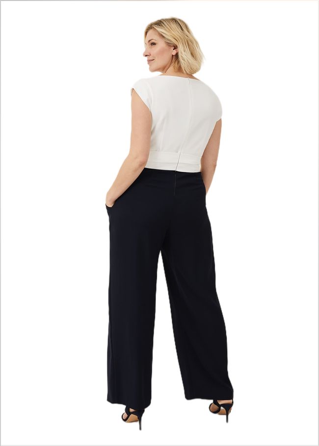  Janey Knot Detail Jumpsuit Ivory/Navy 208951398