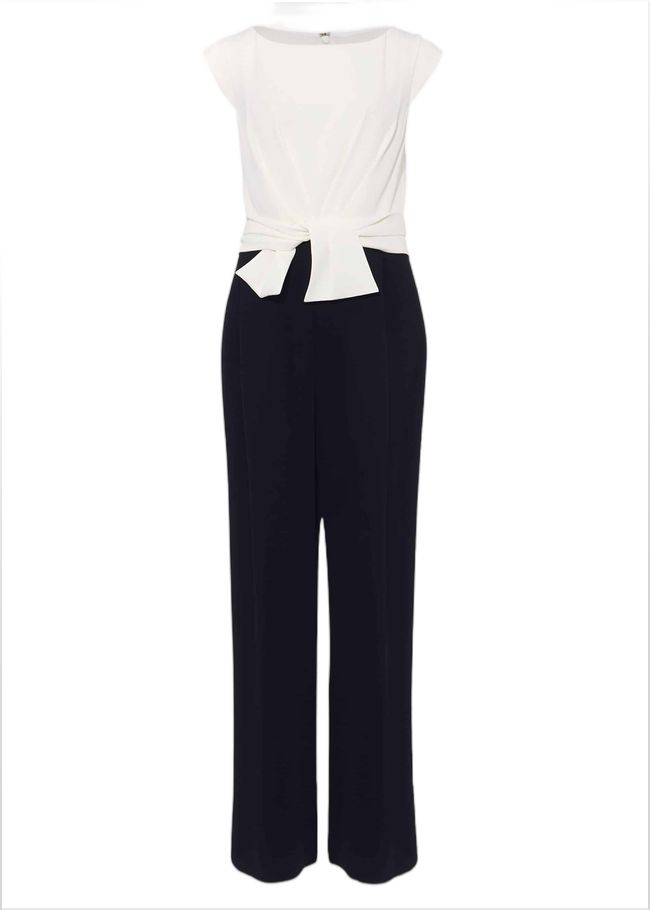  Janey Knot Detail Jumpsuit Ivory/Navy 208951398