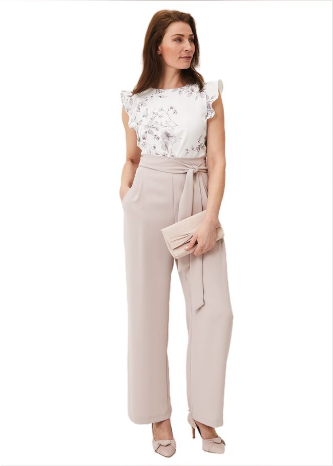  Victoriana Printed Jumpsuit Ivory/Taupe 208953616