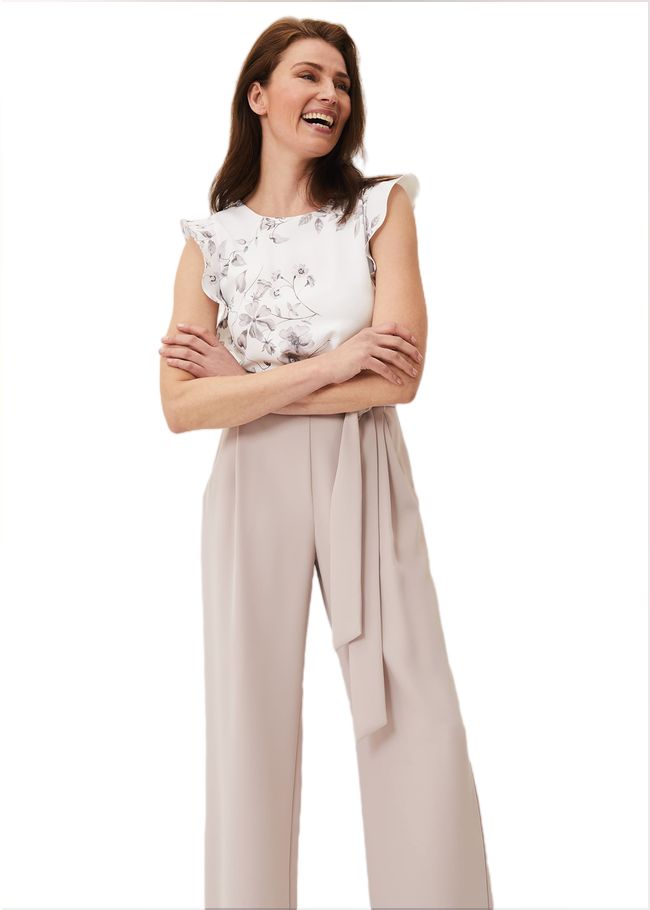  Victoriana Printed Jumpsuit Ivory/Taupe 208953616