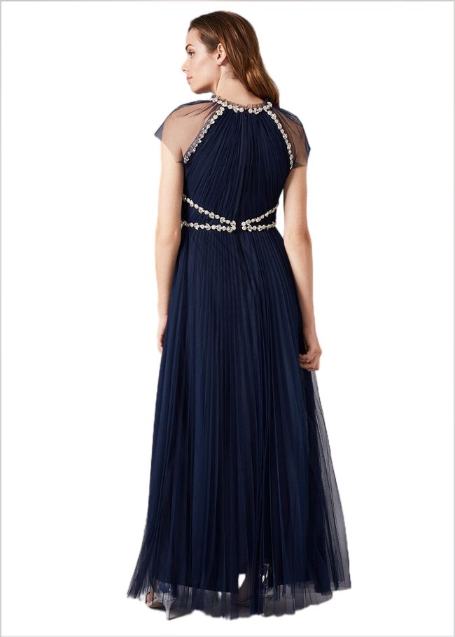  Gerona Pleated Tulle Dress Navy 209139351