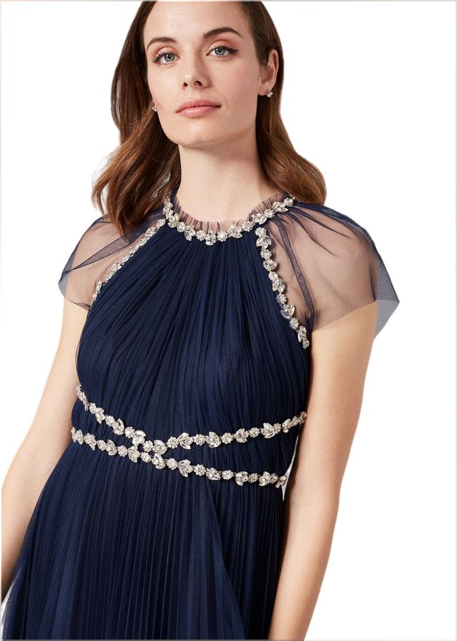  Gerona Pleated Tulle Dress Navy 209139351