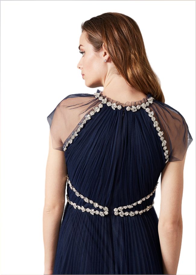  Gerona Pleated Tulle Dress Navy 209139351