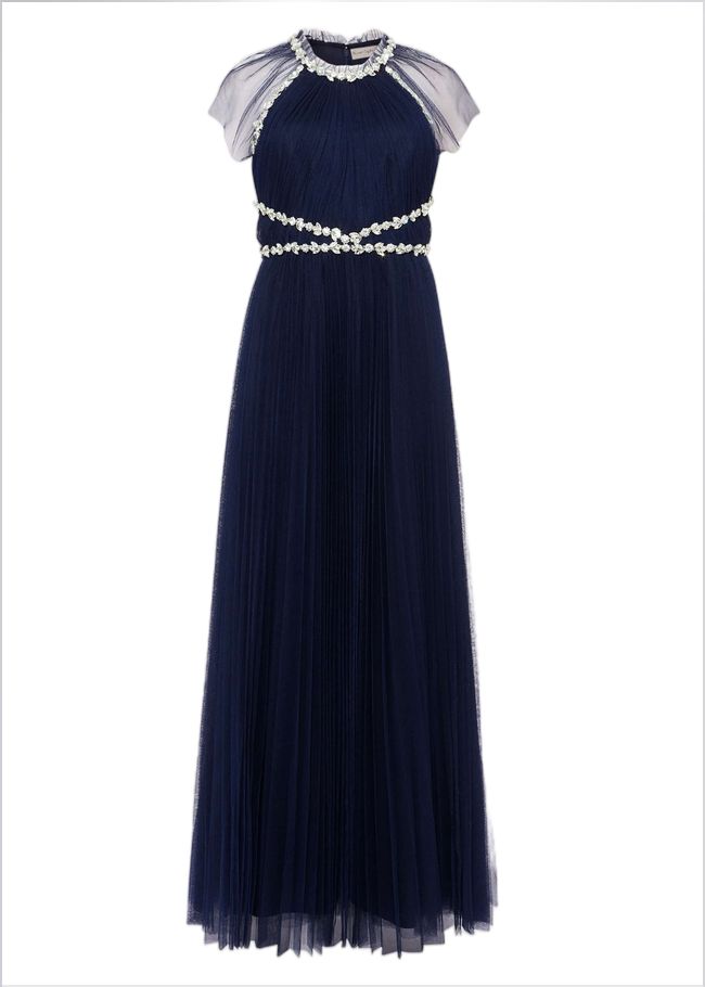  Gerona Pleated Tulle Dress Navy 209139351