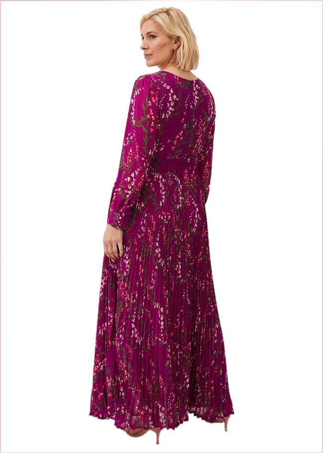  Carmen Pleated Maxi Dress Bright Plum 209172196