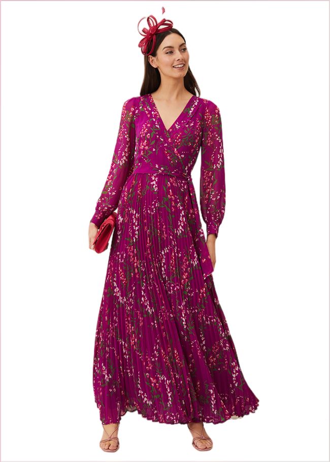  Carmen Pleated Maxi Dress Bright Plum 209172196