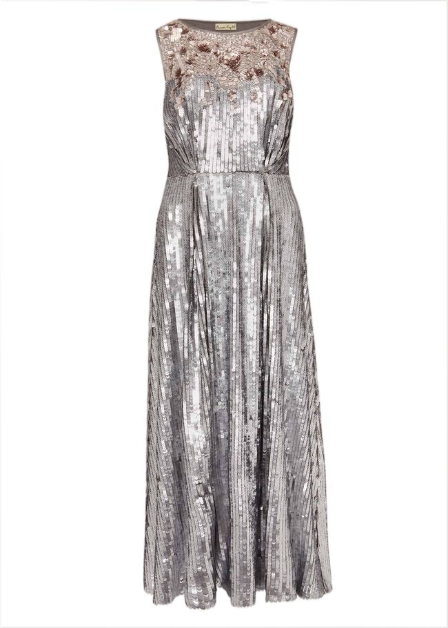  Lainey Shimmer Sequin Midi Dress Silver 209319065