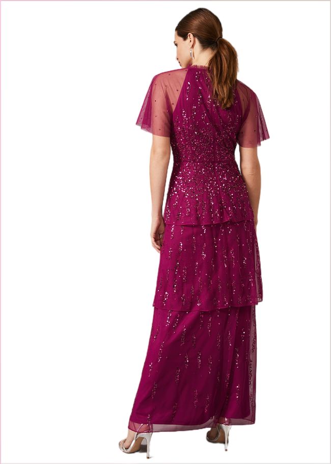  Liliana Tiered Embellished Dress Berry 209427720