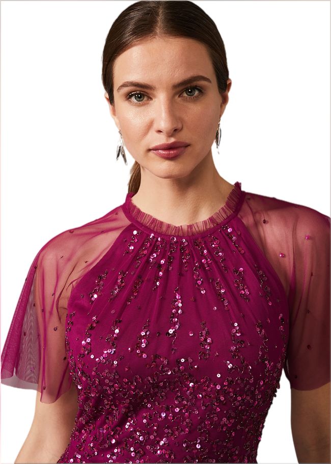  Liliana Tiered Embellished Dress Berry 209427720