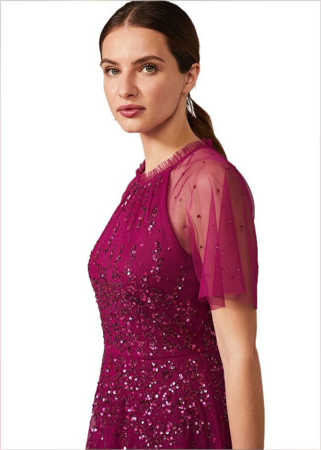  Liliana Tiered Embellished Dress Berry 209427720