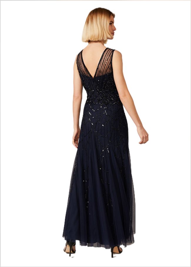  Greta Embellished Tulle Maxi Dress Navy/Black 209434972