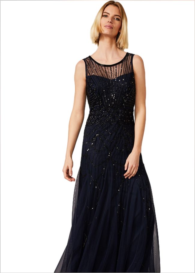  Greta Embellished Tulle Maxi Dress Navy/Black 209434972