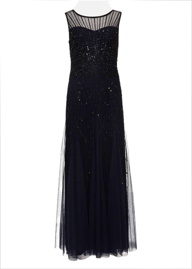  Greta Embellished Tulle Maxi Dress Navy/Black 209434972