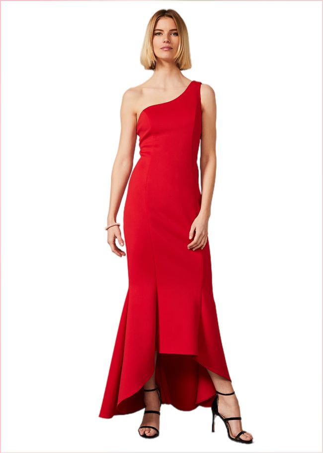  Dahlia One Shouldered Scuba Dress Scarlet 209514731