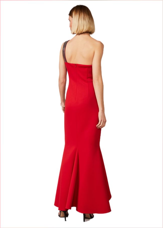  Dahlia One Shouldered Scuba Dress Scarlet 209514731