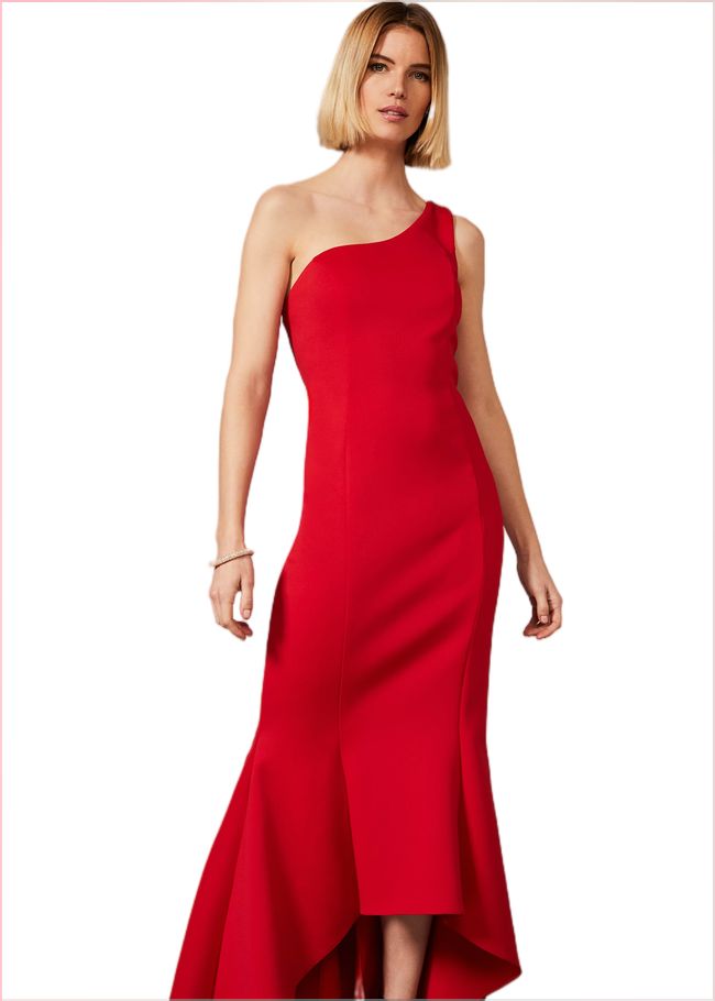  Dahlia One Shouldered Scuba Dress Scarlet 209514731