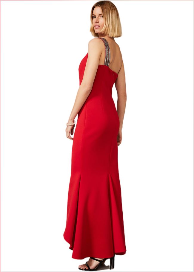  Dahlia One Shouldered Scuba Dress Scarlet 209514731