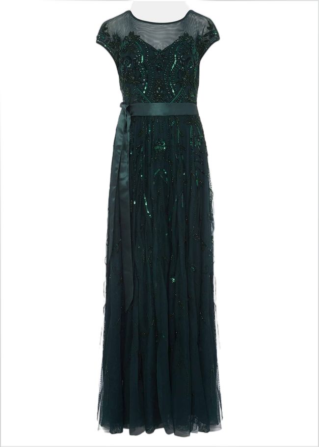  Renee Beaded Tulle Dress Emerald 220040832