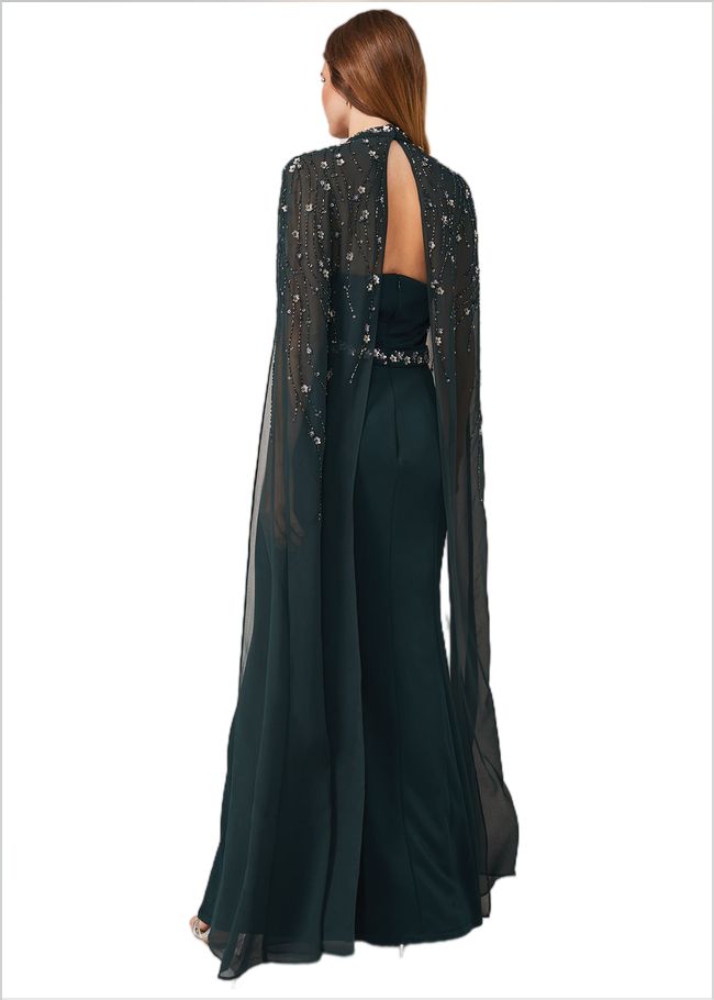  Kacy Beaded Cape Dress Petrol 220041891