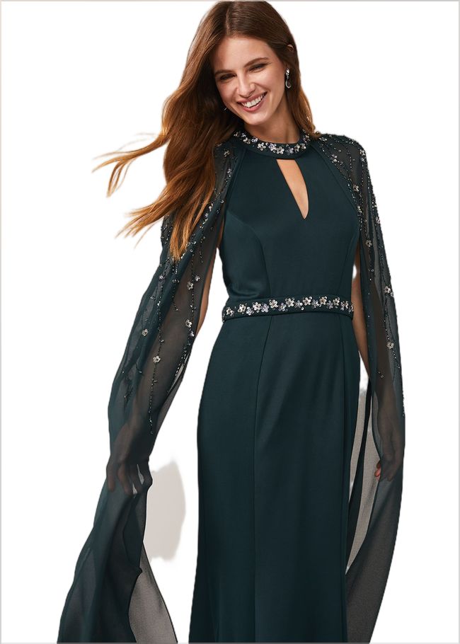  Kacy Beaded Cape Dress Petrol 220041891