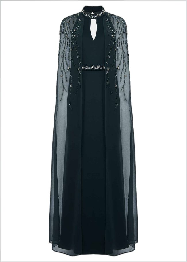  Kacy Beaded Cape Dress Petrol 220041891