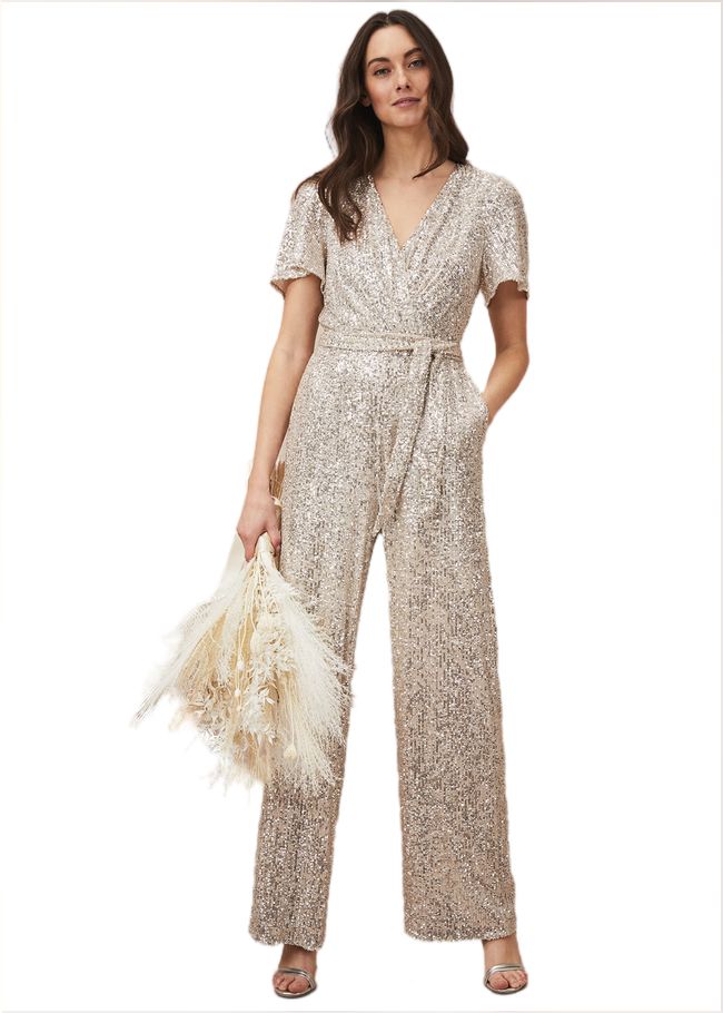  Alessandra Sequin Embellished Jumpsuit Silver 220046065