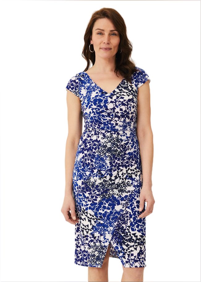  Arielle Contrast Print Jersey Dress Cerulean/Almond 220051025