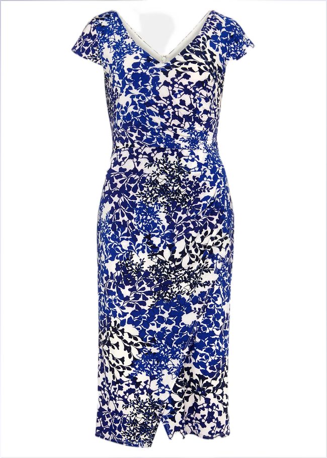  Arielle Contrast Print Jersey Dress Cerulean/Almond 220051025