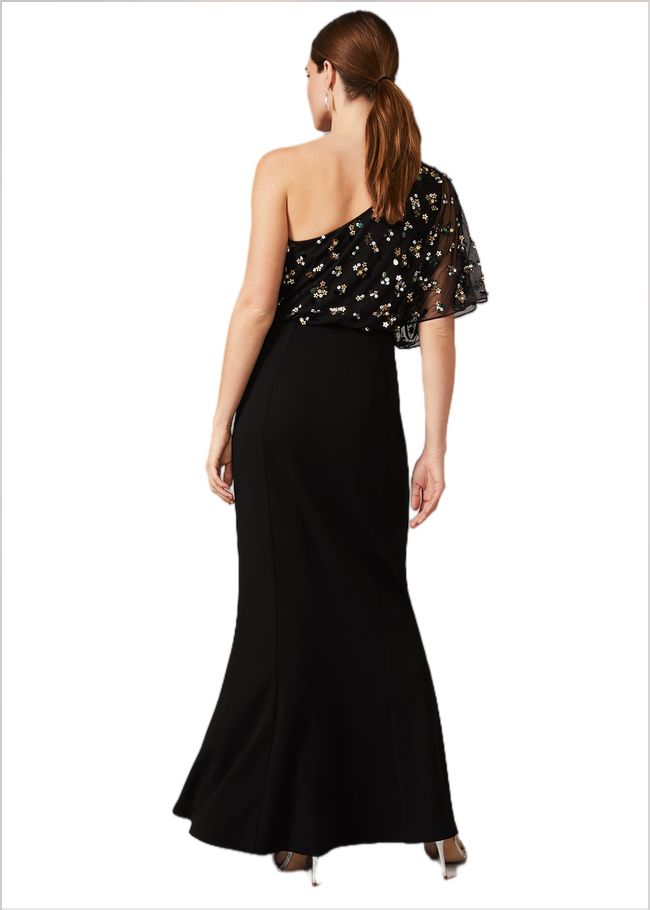  Adele Sequinned One Shoulder Dress Black 220070050